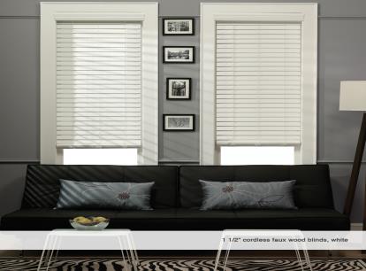 Phase II 1 1/2 inch Cordless Faux Wood Blind phase ii 1 1/2 inch cordless faux wood blind